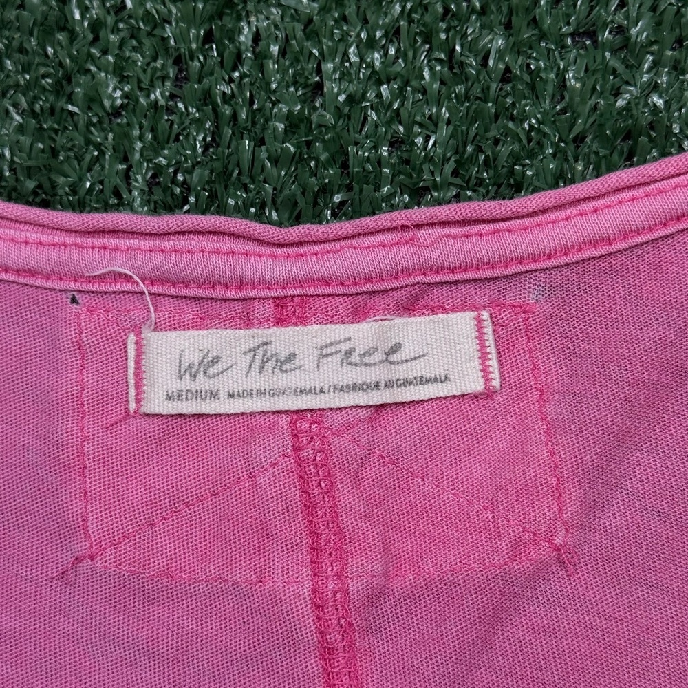 We The Free Shirt Women's Size M Pink Blouse Crop pedShort Sleeve Free People - Picture 2 of 5